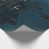 Spuk Haus Halloweens, toter Baum, Mond und Geschenkpapier (Ecke)