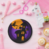 Spuk Haus Hexe Lila Orange Halloween-Party Pappteller (Party)