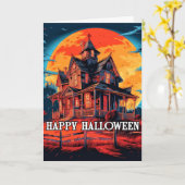 Spuk Haus im Mondschein Karte (Gelbe Blume)