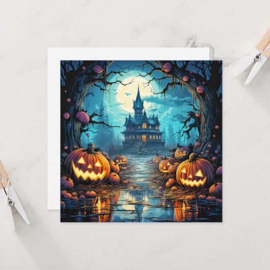 Spuk Haus im Mondschein Karte (Vorderseite/Rückseite Beispiel)