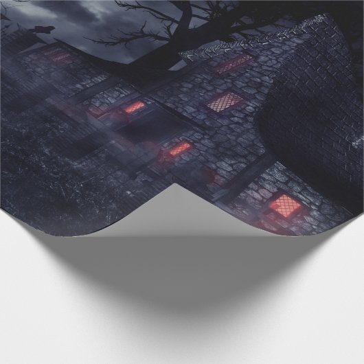 Spuk Haus in Nebel und Krähen Geschenkpapier (Ecke)