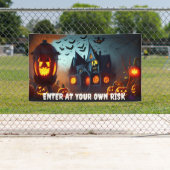 Spuk Haus, Jack-O-Lanterne und Fledermäuse Banner (Insitu)