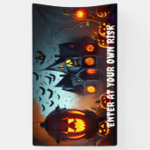 Spuk Haus, Jack-O-Lanterne und Fledermäuse Banner (Vertikal)