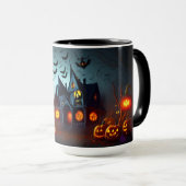 Spuk Haus, Jack-O-Lanterne und Fledermäuse Tasse (VorderseiteRechts)