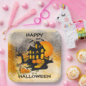 Spuk Haus Jack O'lanterns, Schwarze Katze, Flederm Pappteller (Party)
