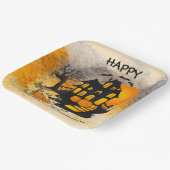 Spuk Haus Jack O'lanterns, Schwarze Katze, Flederm Pappteller (Gewinkelt)