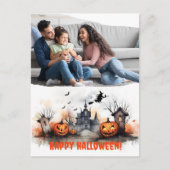 Spuk Haus Kürbiskürbis Foto Postkarte (Vorderseite)