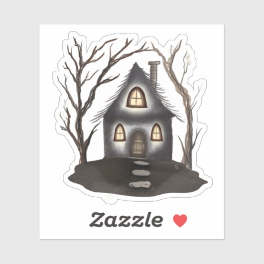 Spuk Haus mit dunklem Lehm Whimsi-Goth Aufkleber (Blatt)