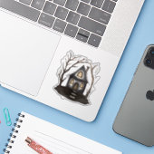 Spuk Haus mit dunklem Lehm Whimsi-Goth Aufkleber (Laptop mit iPhone)