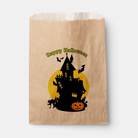 Spuk Haus mit Fledermäusen glückliches Halloween-L Geschenktütchen (Vorderseite)