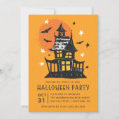 Spuk Haus mit Fledermäusen-Halloween-Party Einladung (Vorderseite)