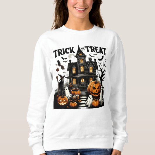 Spuk Haus mit Kürbis & Gespenstern! Sweatshirt (Vorderseite)