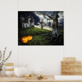 Spuk Haus mit Kürbislaternen zu Halloween Poster (Küche)