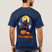 Spuk Haus mit Pumpkins, Geistern und Vollmond T-Shirt (Rückseite)