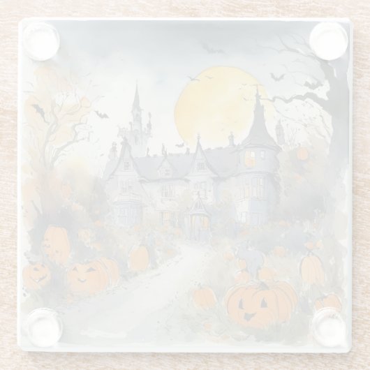Spuk Haus mit Pumpkins Glasuntersetzer (Rückseite)