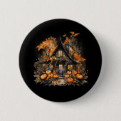Spuk Haus mit Pumpkins Halloween Button (Vorderseite)