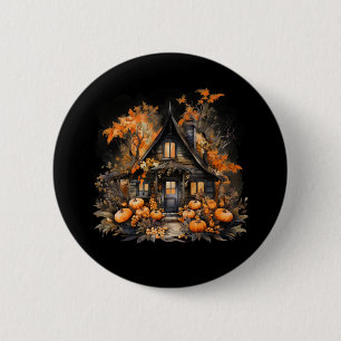 Spuk Haus mit Pumpkins Halloween Button