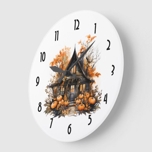 Spuk Haus mit Pumpkins Halloween Große Wanduhr (Winkel)