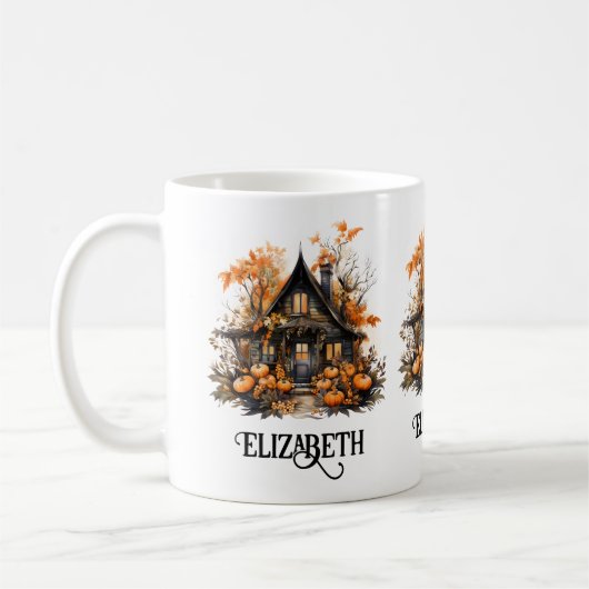 Spuk Haus mit Pumpkins Halloween Kaffeetasse (Links)