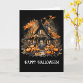 Spuk Haus mit Pumpkins Halloween Karte (Gelbe Blume)