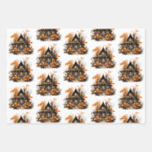 Spuk Haus mit Pumpkins Halloween-Muster Geschenkpapier Set (Vorderseite)