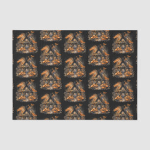Spuk Haus mit Pumpkins Halloween-Muster Seidenpapier
