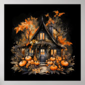 Spuk Haus mit Pumpkins Halloween Poster (Vorne)