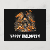 Spuk Haus mit Pumpkins Halloween Postkarte (Vorderseite)