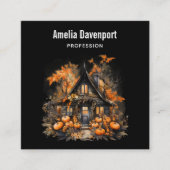 Spuk Haus mit Pumpkins Halloween Quadratische Visitenkarte (Vorderseite)