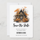 Spuk Haus mit Pumpkins Halloween Save The Date (Vorderseite)