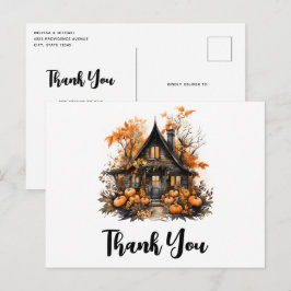 Spuk Haus mit Pumpkins Halloween Vielen Dank Postkarte