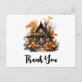 Spuk Haus mit Pumpkins Halloween Vielen Dank Postkarte (Vorderseite)