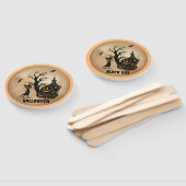 Spuk Haus mit schwarzer Katze Fächer (Non-assembled)