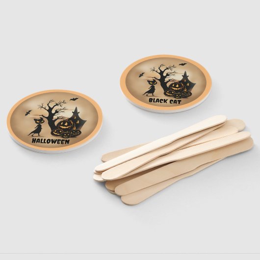 Spuk Haus mit schwarzer Katze Fächer (Non-assembled)