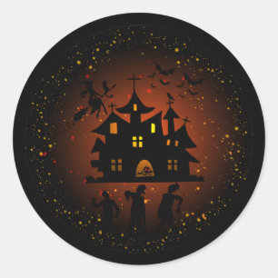 Spuk Haus mit Zombies-Aufkleber Runder Aufkleber