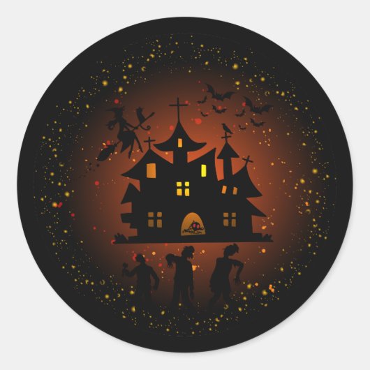 Spuk Haus mit Zombies-Aufkleber Runder Aufkleber (Vorderseite)
