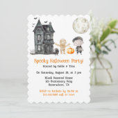 Spuk Haus Mummy and Friends Halloween-Party Einladung (Stehend Vorderseite)