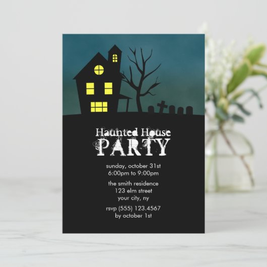 Spuk Haus-Party Einladungen (Stehend Vorderseite)