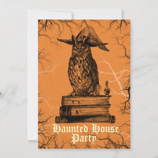Spuk Haus Party Hexenkuhu spukende Bäume Einladung (Vorderseite)
