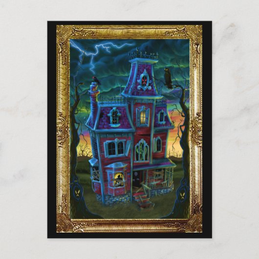Spuk Haus Portrait Postkarte (Vorderseite)