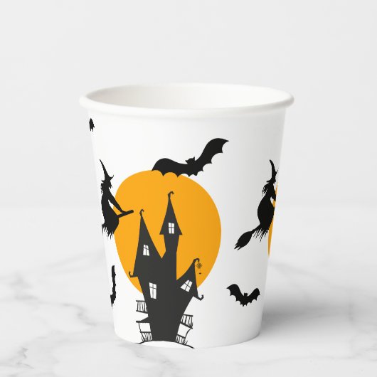 Spuk Haus Rotzunge Orange & Schwarzes Halloween Pappbecher (Vorderseite)