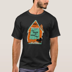 Spuk Haus-schwarze Katze 1915 Halloweens T-Shirt