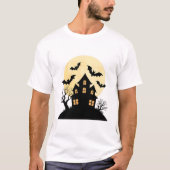 Spuk Haus-Silhouette mit Vollmond und Fleet T-Shirt (Vorderseite)