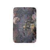 Spuk Haus | Spooky Vollmondbaum und Fledermäuse Badematte (Vorderseite Vertikal)