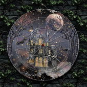 Spuk Haus | Spooky Vollmondbaum und Fledermäuse Dartscheibe