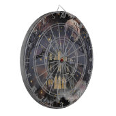 Spuk Haus | Spooky Vollmondbaum und Fledermäuse Dartscheibe (Vorderseite Links)