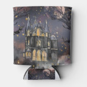 Spuk Haus | Spooky Vollmondbaum und Fledermäuse Dosenkühler (Vorderseite)