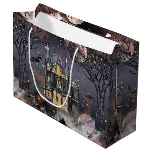 Spuk Haus Spooky Vollmondbaum und Fledermäuse Große Geschenktüte