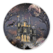 Spuk Haus | Spooky Vollmondbaum und Fledermäuse Keramikknauf (Vorderseite)