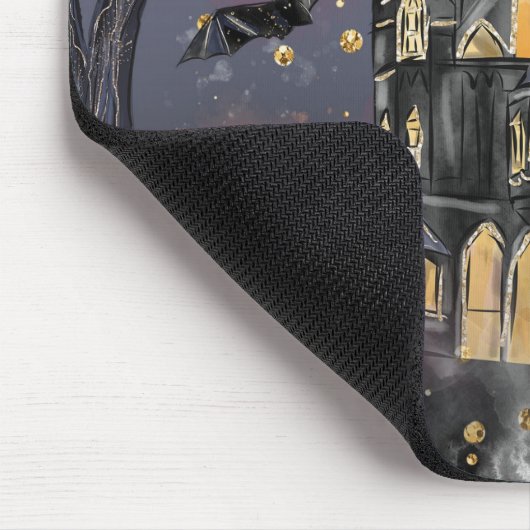 Spuk Haus | Spooky Vollmondbaum und Fledermäuse Mousepad (Ecke)